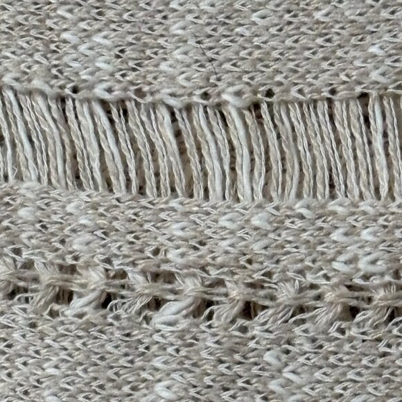 American Eagle Outfitters Crochet Woven Tassel Fringe Boho Top Oatmeal S - Picture 8 of 9